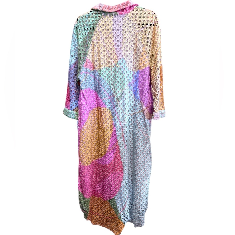 Conditions Apply by Anthropologie 100% Cotton Eyelet Multicolor Shirtdress sz L - Picture 8 of 16